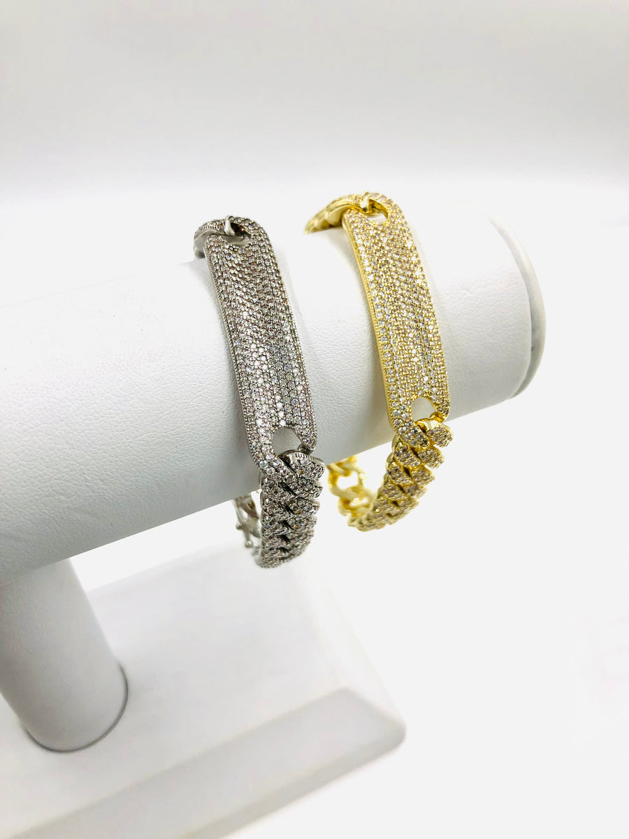 PAVE CUBAN LINK ID BRACELET