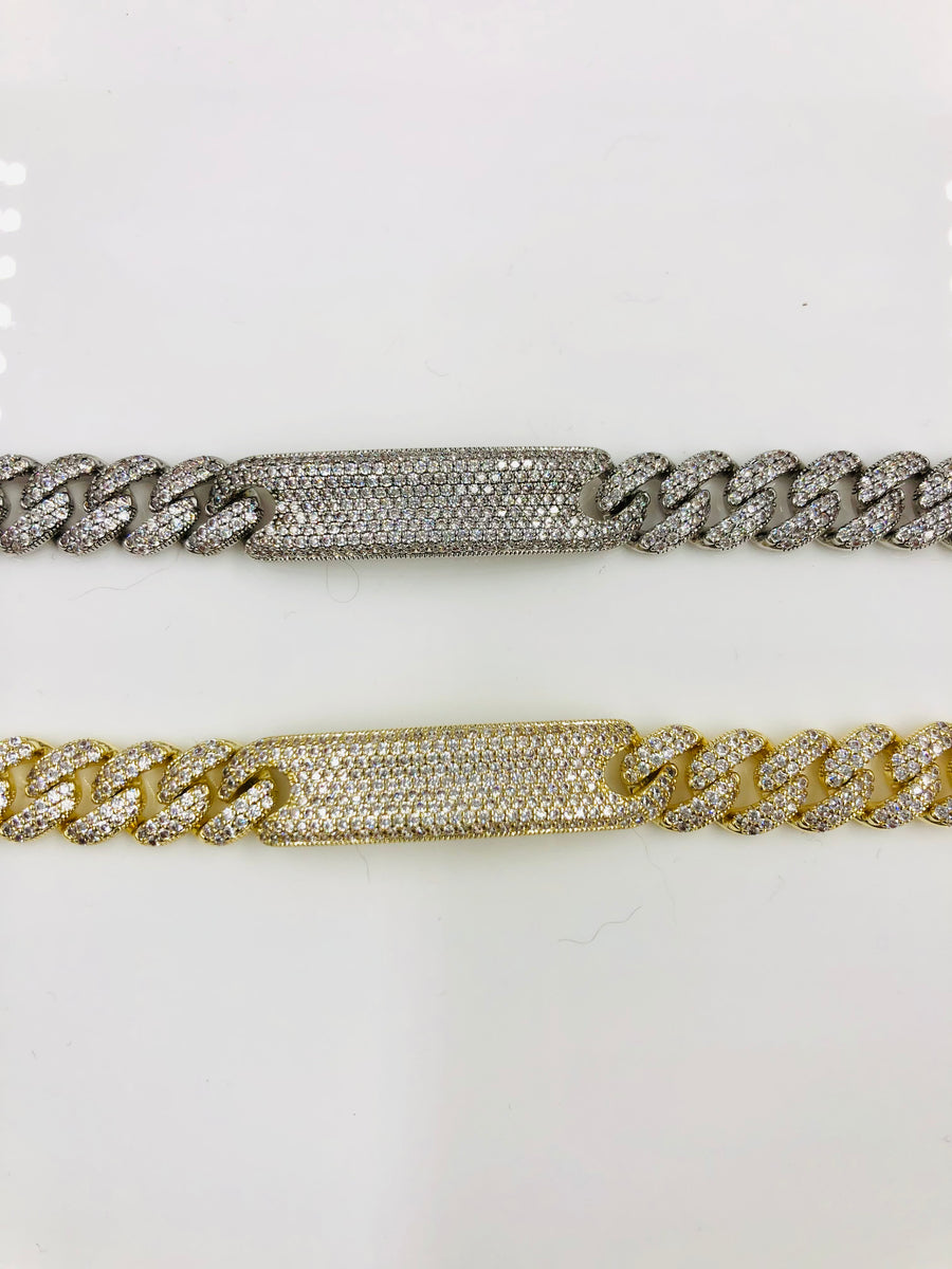 PAVE CUBAN LINK ID BRACELET