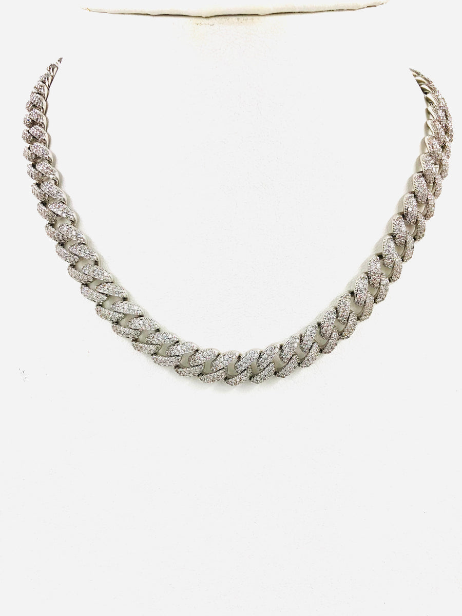 CUBAN LINK ALL PAVE NECKLACE 15 INCH