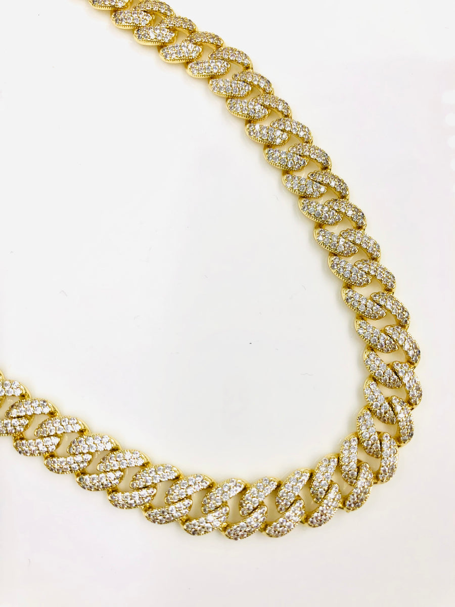 CUBAN LINK ALL PAVE NECKLACE 15 INCH