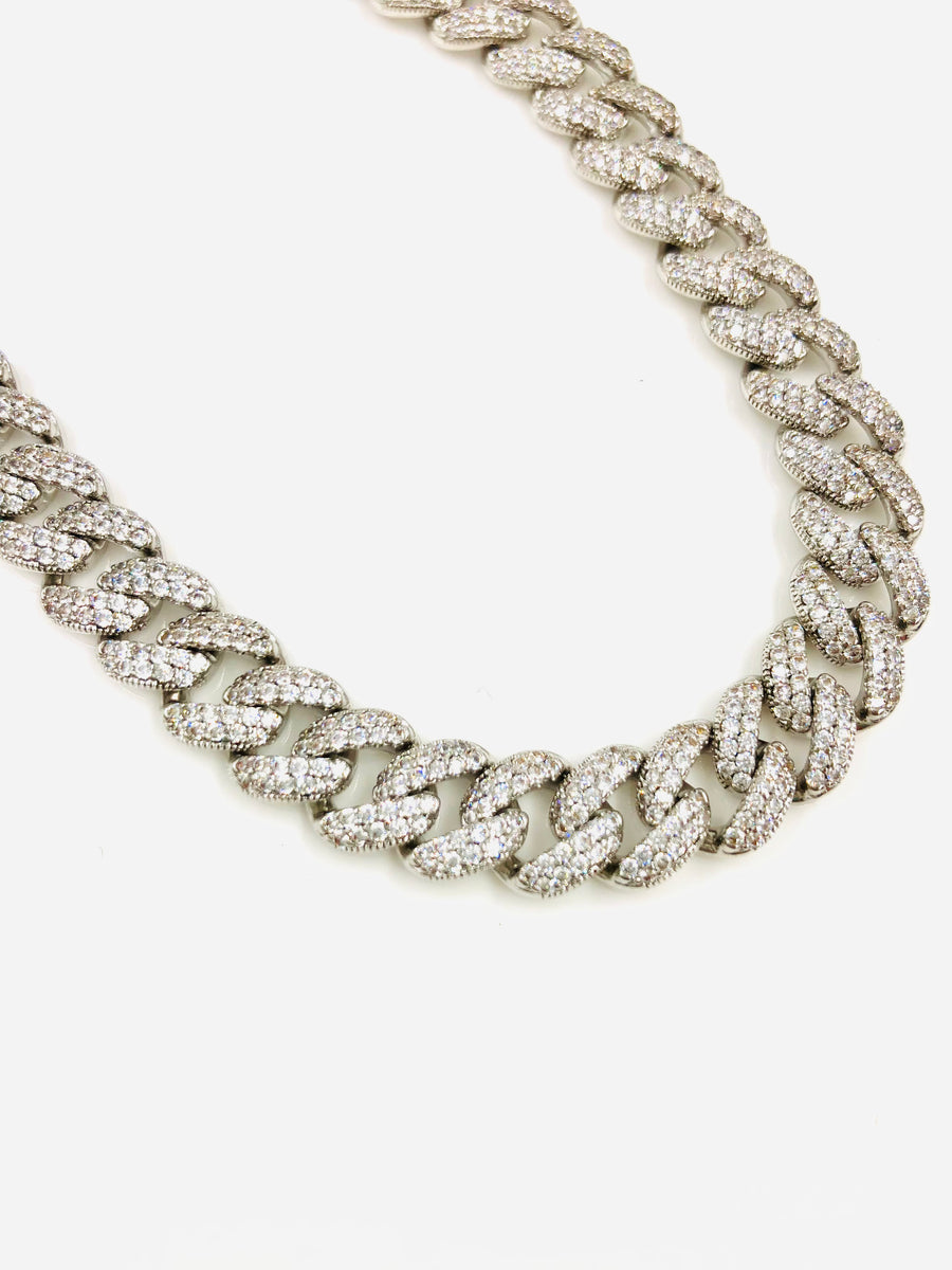 CUBAN LINK ALL PAVE NECKLACE 15 INCH