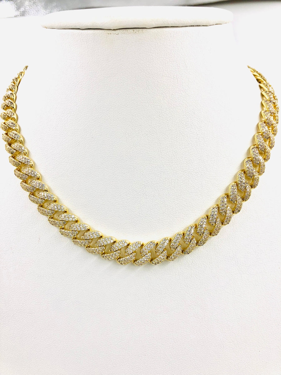 CUBAN LINK ALL PAVE NECKLACE 15 INCH