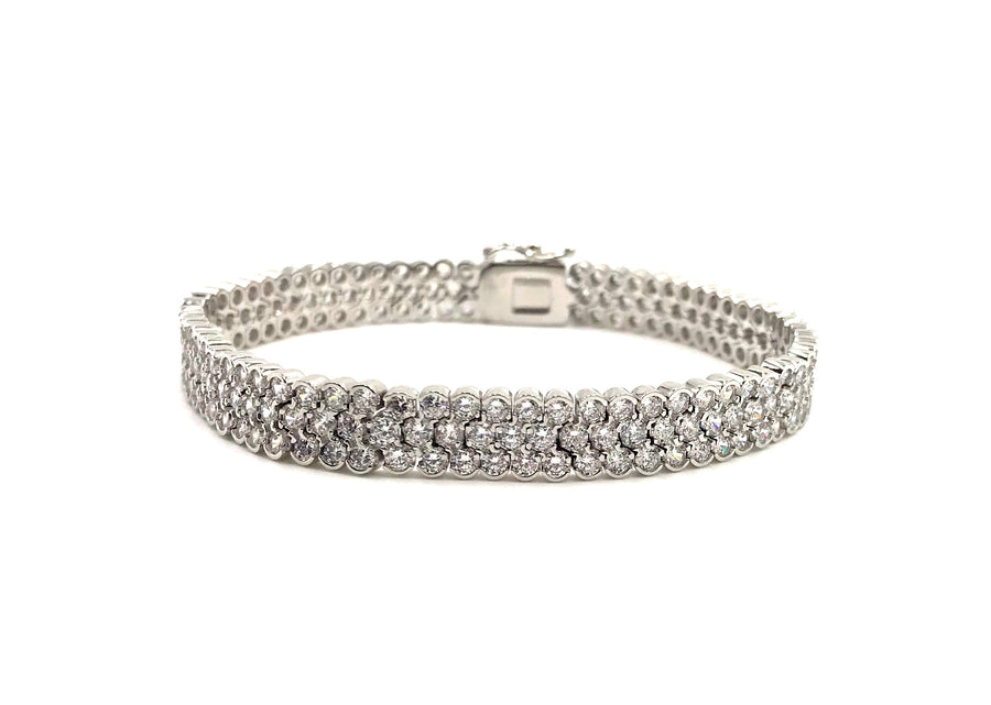 Tennis Bracelet with 3 Rows of Crystals