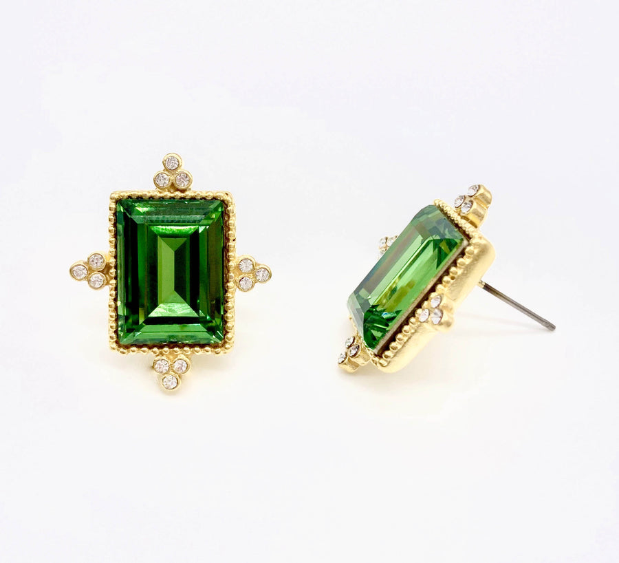 Rectangular Post Earrings with CZ