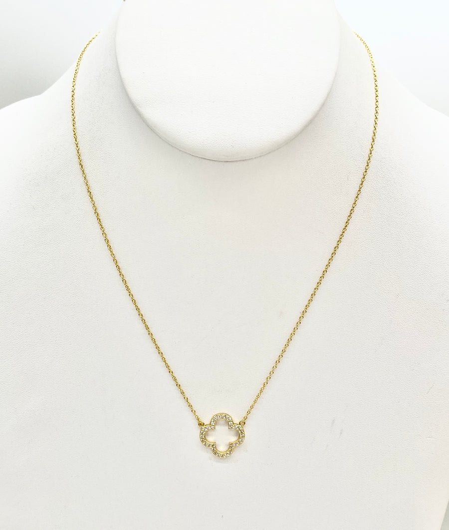 Pave Open Flower Necklace - 16