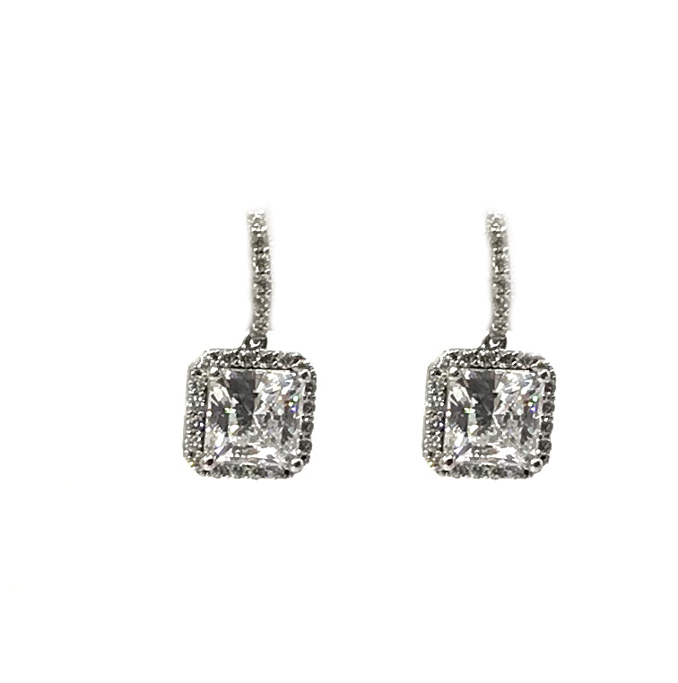 Large Square Pave Earrings