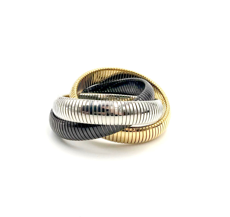 Large 3 Wrap Tricolor Cobra Stretch Bracelet