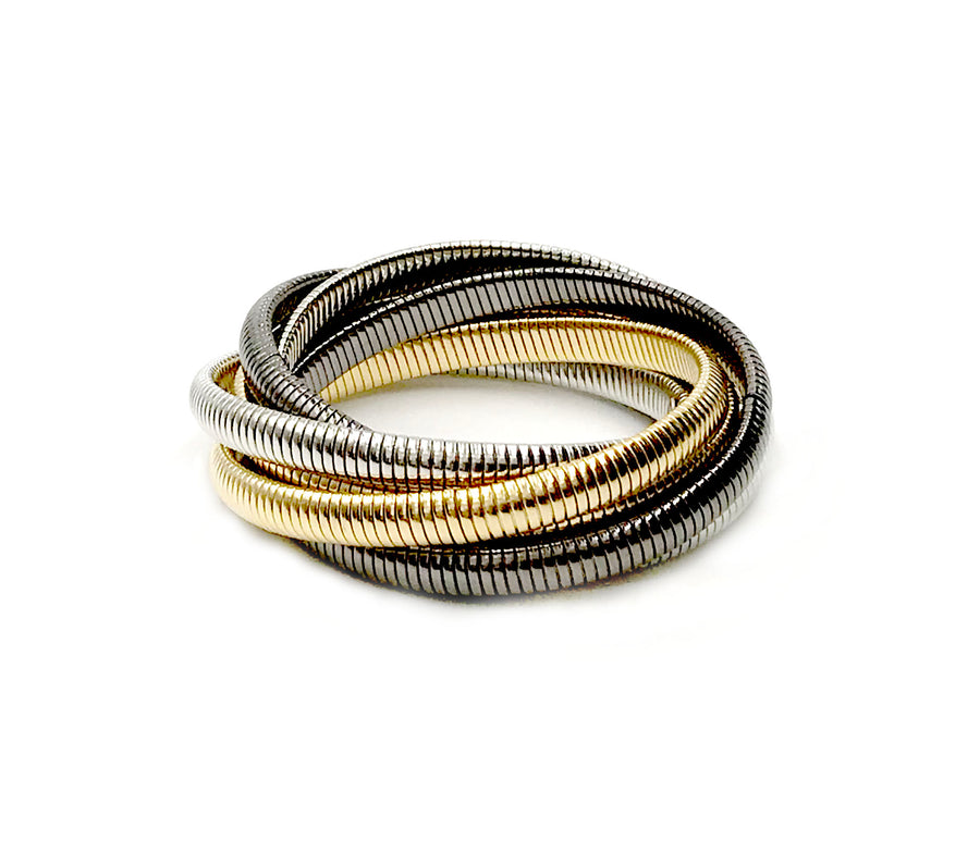 Tri-Color Thin 6 Wrap Cobra Bracelet