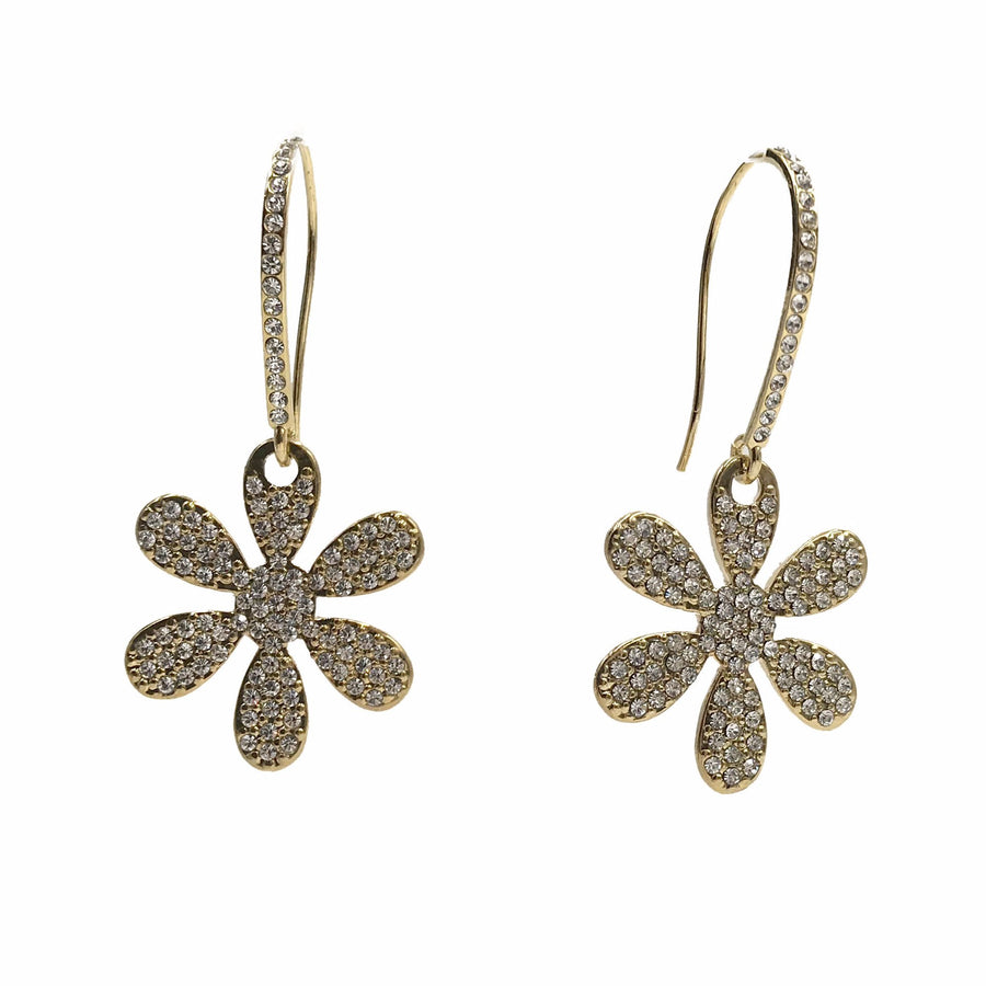 Hanging Flower Pave Earrings