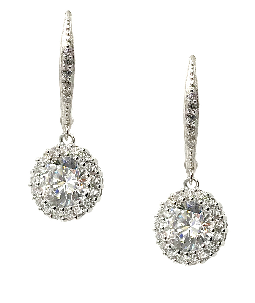 Round Pave Dangle Earrings