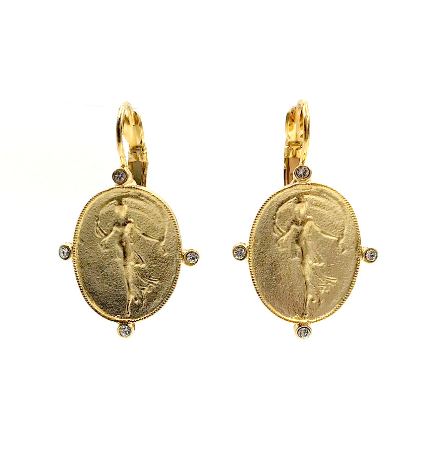 Grecian Lady with Pave Wire Earrings