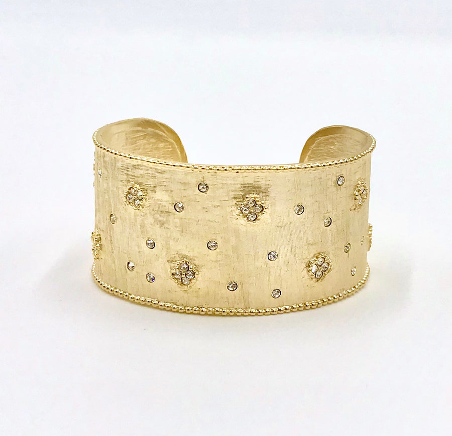 Cuff with Flowers and Crystals